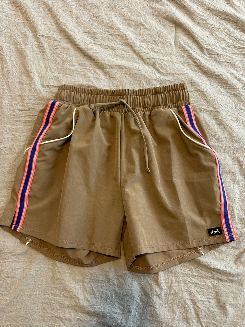 Tiger Friday Brown Dance Shorts with Pink Blue Trim Girls